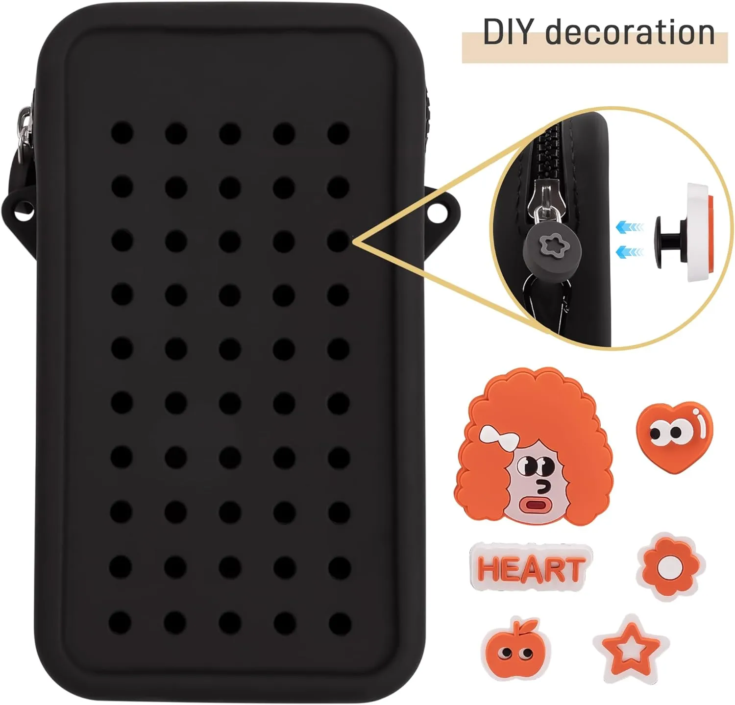 CANDY Small Crossbody Bag with Wide Shoulder Strap and Larger Holes for Charms – Adjustable, Stylish, and Comfortable Everyday Bag (Black)