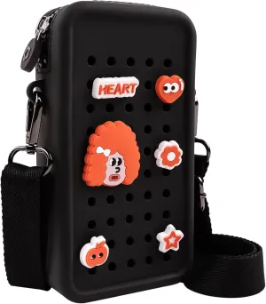 CANDY Small Crossbody Bag with Wide Shoulder Strap and Larger Holes for Charms – Adjustable, Stylish, and Comfortable Everyday Bag (Black)