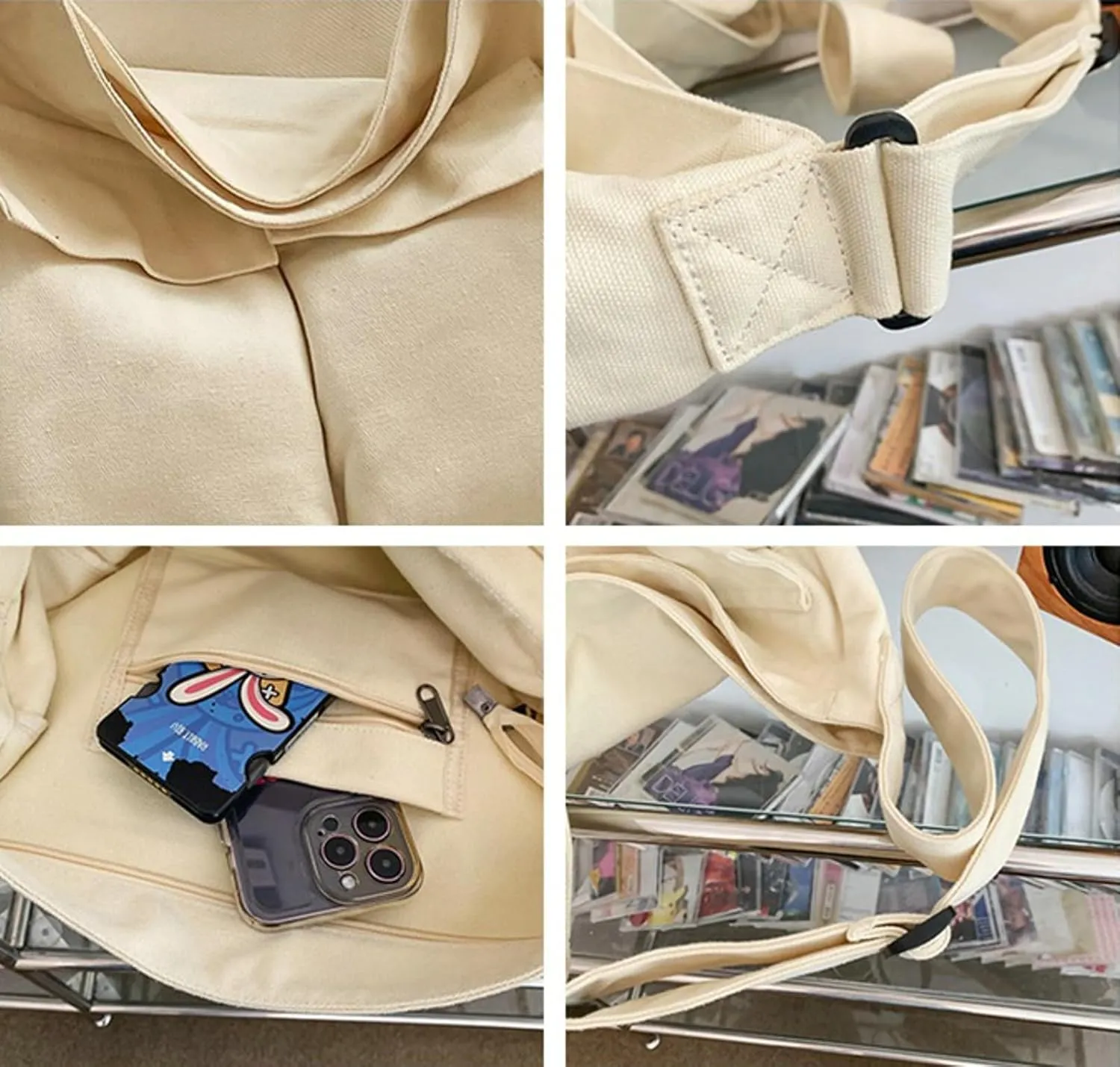 Canvas Crossbody Bag Corduroy Multi-Pocket Shoulder Tote 2025 Unisex College Casual Couple Daily Bag Work