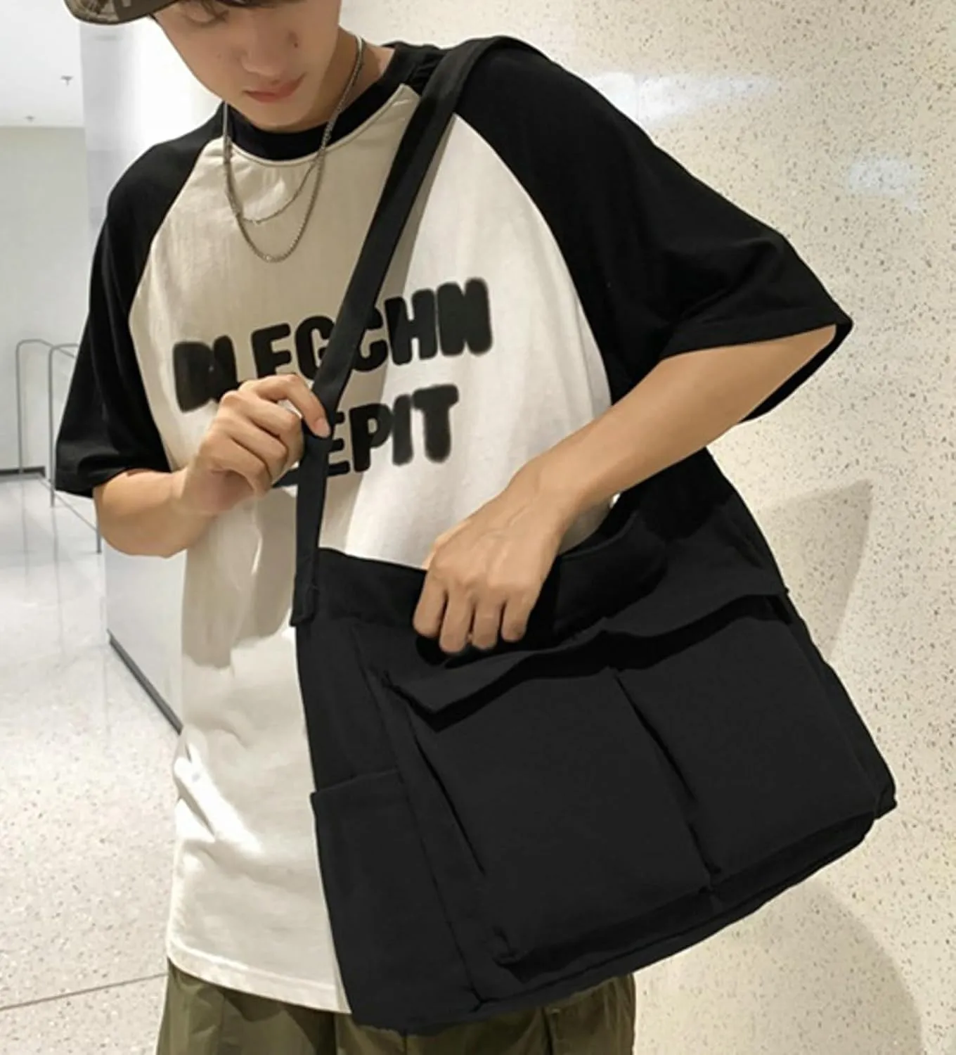 Canvas Crossbody Bag Corduroy Multi-Pocket Shoulder Tote 2025 Unisex College Casual Couple Daily Bag Work