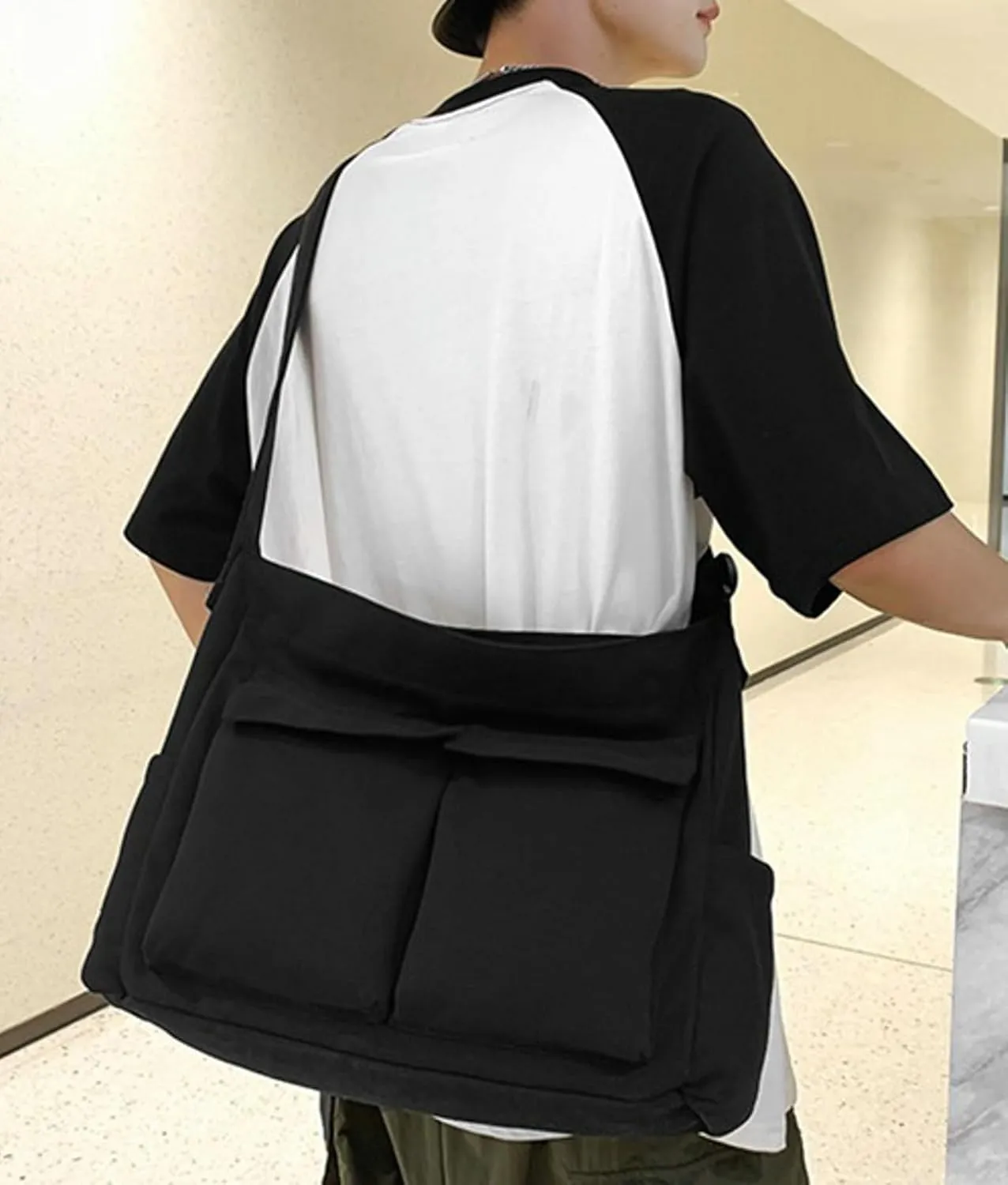 Canvas Crossbody Bag Corduroy Multi-Pocket Shoulder Tote 2025 Unisex College Casual Couple Daily Bag Work