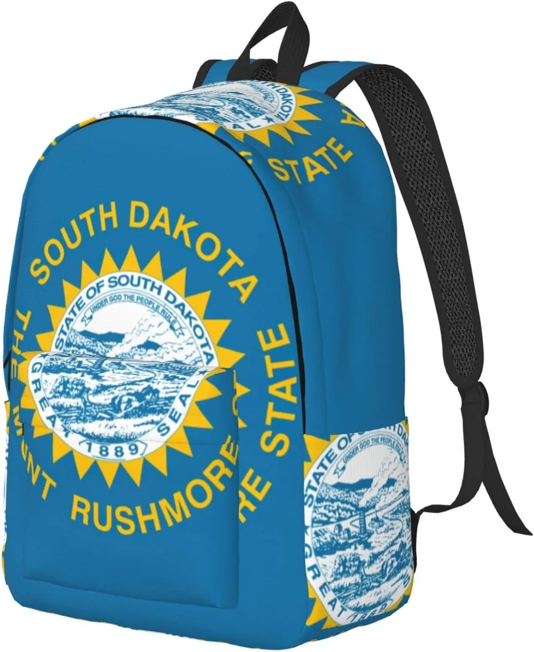 Canvas Fashions South Dakota Flag Print Backpacks,Casual Lightweight Sports Rucksack Travel Multipurpose Bag