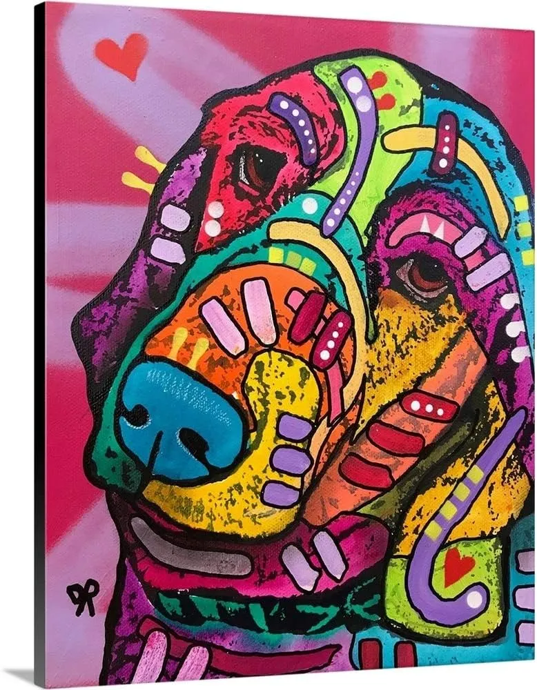CANVAS ON DEMAND Charlotte Canvas Wall Art Print by Dean Russo, Pop Art, Contemporary, Abstract, Home Decor, Dog, Wildlife Artwork, 16" x20in