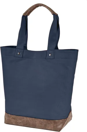 Canvas Resort Tote OS DEEP NAVY/ BROWN