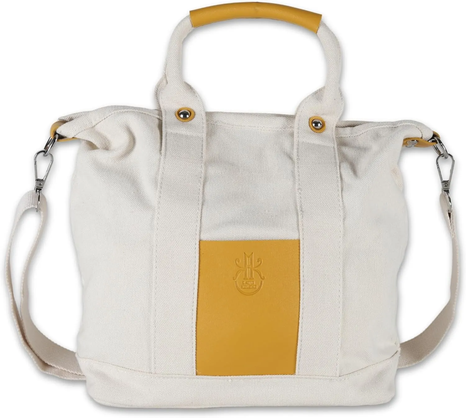 Canvas Tote Bag for Women with Zipper PU Vegan Leather Handle and Strap Travel Carryon Crossbody Shoulder Purse