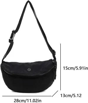 Canvas Trendy Crossbody Bag Large Capacity Simple Sling Bag Solid Color Casual Satchel Bag Ladies Commute Work Date