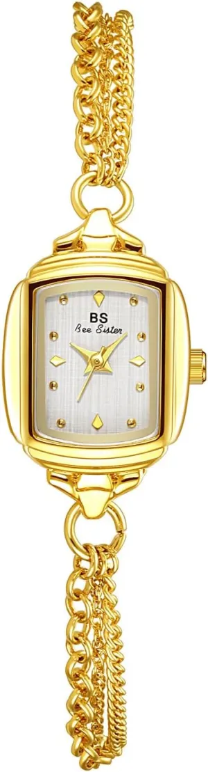 CARLIEN Womens Dainty Silver Gold Silver Rectangle Pearl Dial Tassel Chain Ultra Thin Waterproof Quartz Watch Ladies Dress Casual Elegant Analog Wristwatch Bracelet