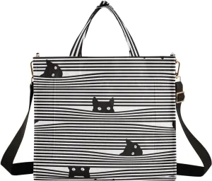 Cat Black Stripes Tote Bag Corduroy Bag Large Handbag Shoulder Bag Satchel Bag for Women