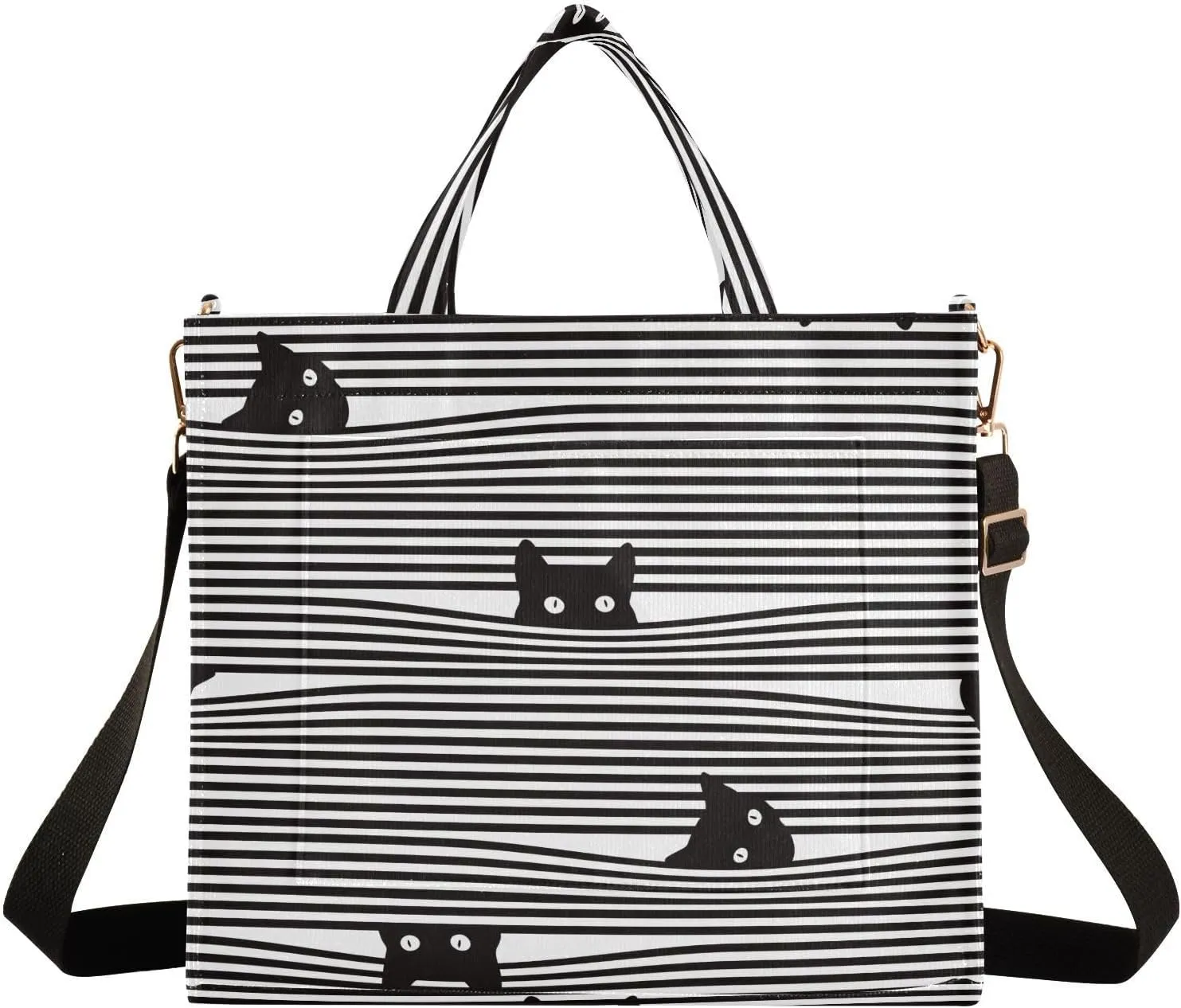 Cat Black Stripes Tote Bag Corduroy Bag Large Handbag Shoulder Bag Satchel Bag for Women