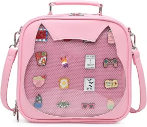 Cat Ita Bag Crossbody Bag Shoulder Bag Backpack Satchel Kawaii Purse with Pin Display