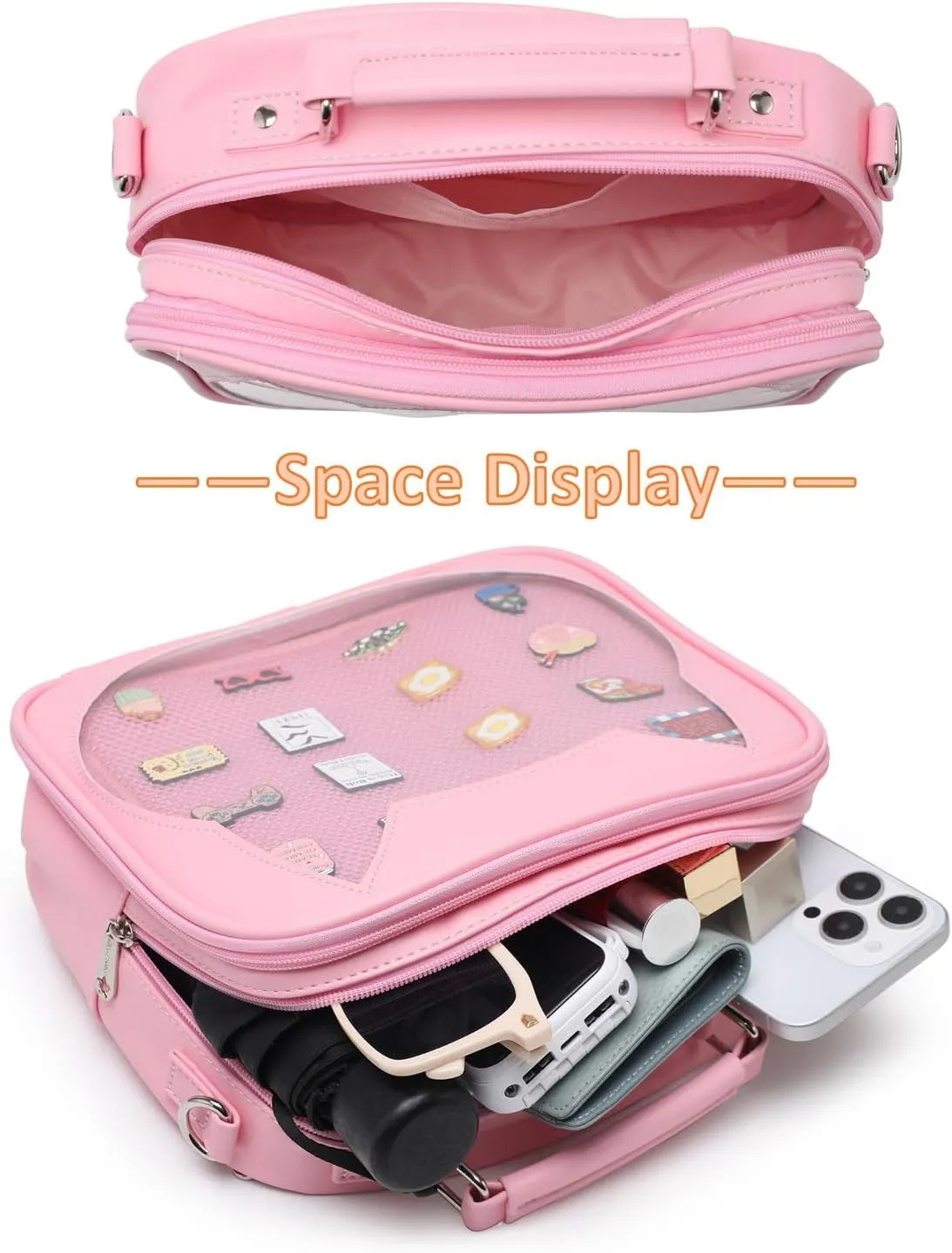 Cat Ita Bag Crossbody Bag Shoulder Bag Backpack Satchel Kawaii Purse with Pin Display