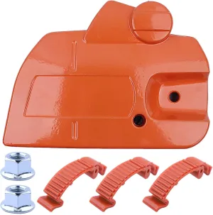 Chain Brake Side Clutch Cover for Husqvarna 445 450 Rancher 445E Jonsered CS2255 CS2245 Chainsaws Husky 450 445 450E Chain Sprocket Cover Bar Nuts Buckle Clip Kit 544097901 544097902 503894701