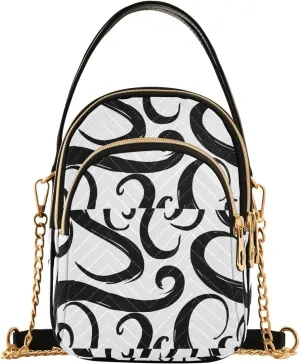 Chain Crossbody Bags for Women Quilted Doodle Black Tentacles Shoulder Bag Handbag Trendy Cross Body Cell Phone Crossbody Purses for Travel Women