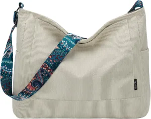 Chase Chic Corduroy Tote Bag for Women, Large Messenger Bag Crossbody Hobo Bag Convertible Shoulder Handbag for Work