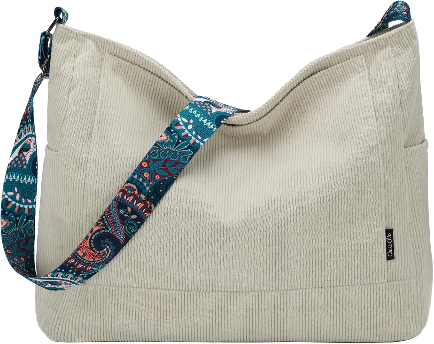 Chase Chic Corduroy Tote Bag for Women, Large Messenger Bag Crossbody Hobo Bag Convertible Shoulder Handbag for Work