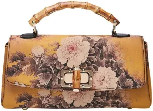 Cheongsam Leather Handbag Vintage Print Women Bag Handmade Elegan Ladies Shoulder & Crossbody Bags Bags (Color : OneColor)