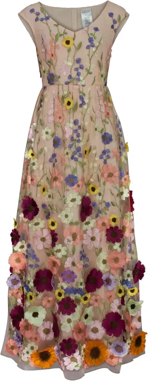 CHIC STAR Womens 3D Floral Applique Maxi Dress