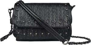 Chikencall Womens Punk Skull Print Crossbody Bag PU Leather Gothic Skull Shoulder Bag Purse with Chain