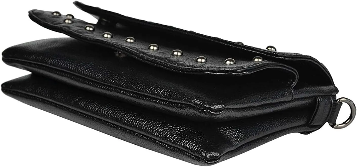 Chikencall Womens Punk Skull Print Crossbody Bag PU Leather Gothic Skull Shoulder Bag Purse with Chain