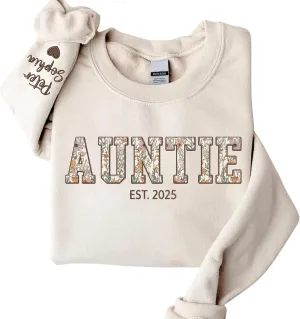 Chillever Custom Grandma Embroidered Sweatshirt, Mama Floral Applique Sweatshirt, New Mom Gifts