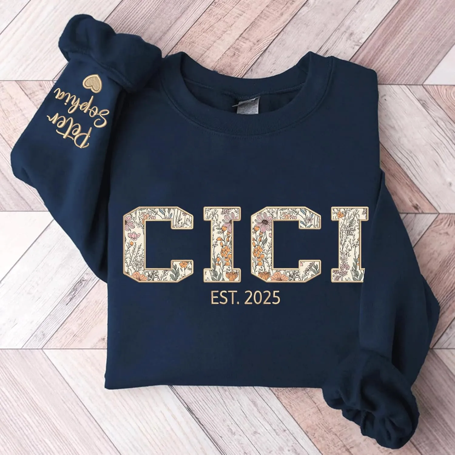 Chillever Custom Grandma Embroidered Sweatshirt, Mama Floral Applique Sweatshirt, New Mom Gifts