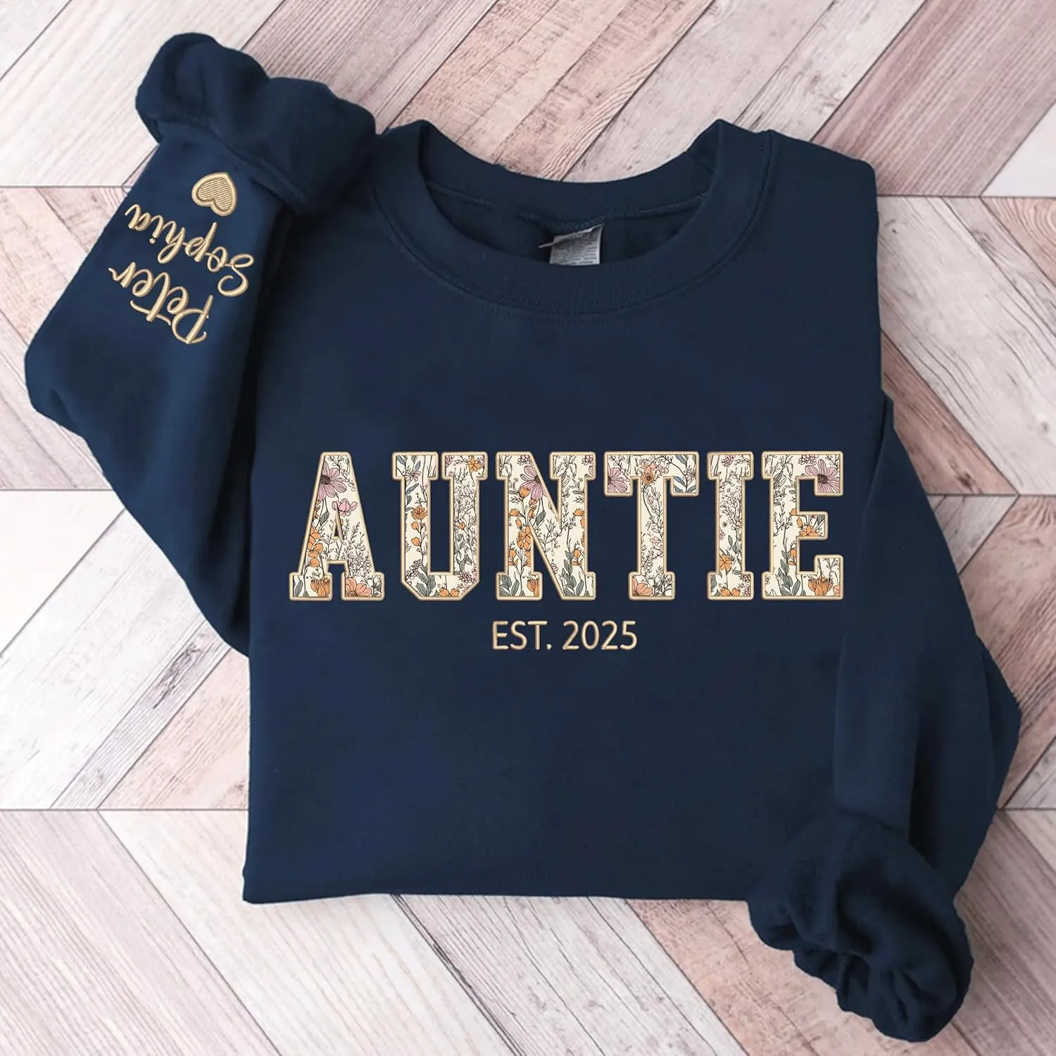 Chillever Custom Grandma Embroidered Sweatshirt, Mama Floral Applique Sweatshirt, New Mom Gifts