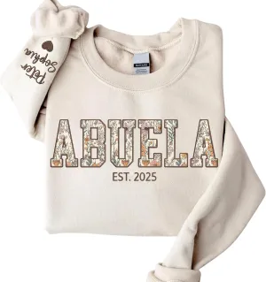 Chillever Custom Grandma Embroidered Sweatshirt, Mama Floral Applique Sweatshirt, New Mom Gifts