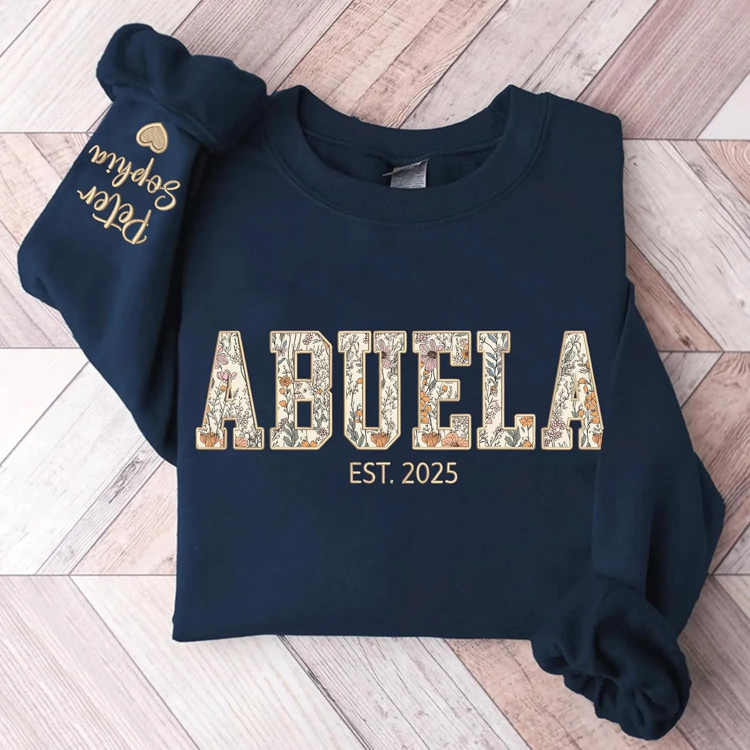 Chillever Custom Grandma Embroidered Sweatshirt, Mama Floral Applique Sweatshirt, New Mom Gifts