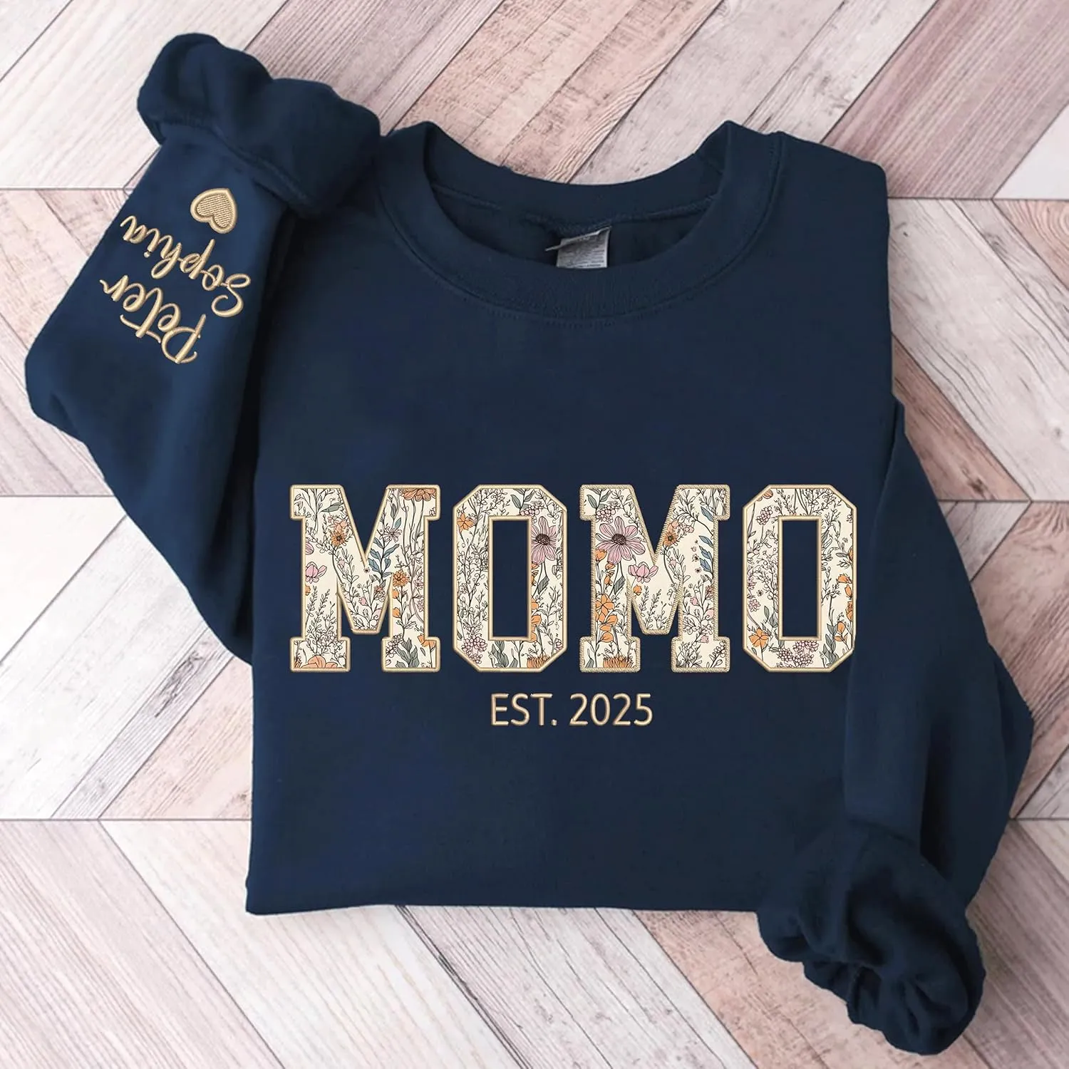 Chillever Custom Grandma Embroidered Sweatshirt, Mama Floral Applique Sweatshirt, New Mom Gifts