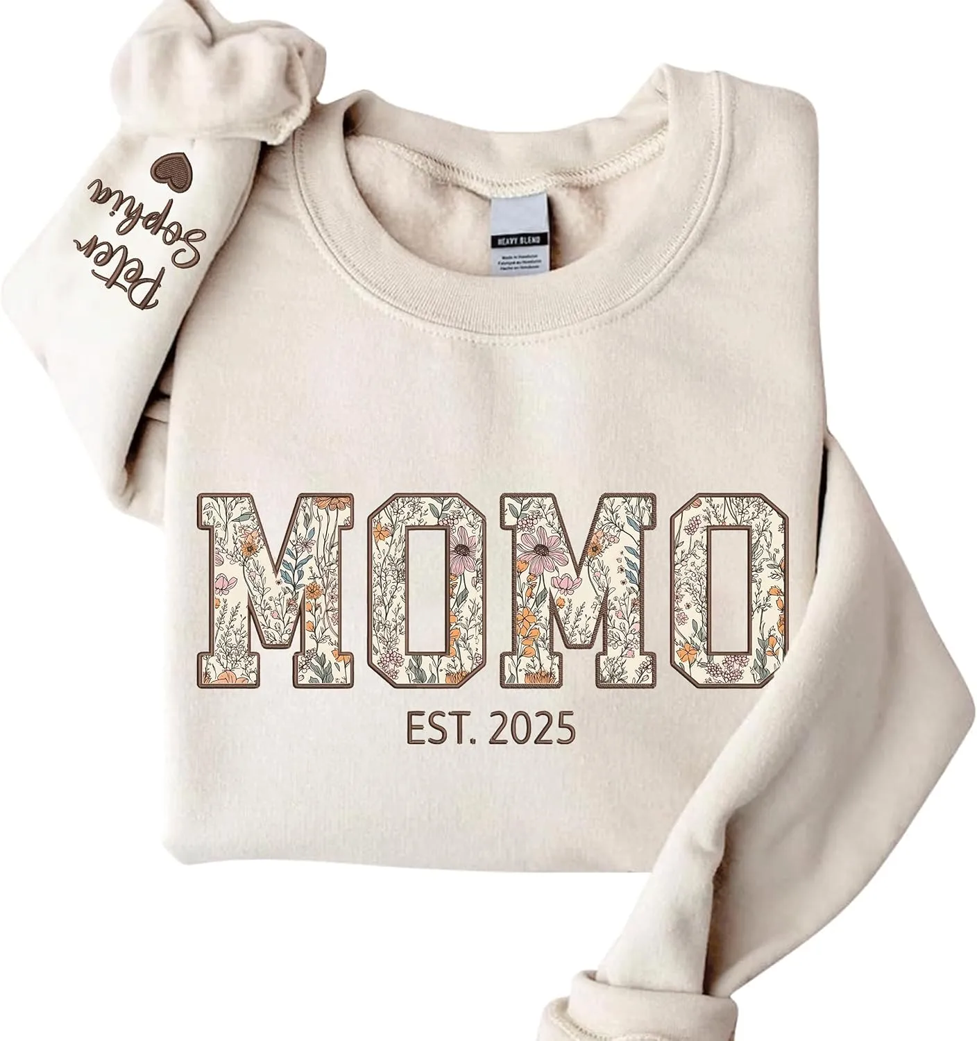 Chillever Custom Grandma Embroidered Sweatshirt, Mama Floral Applique Sweatshirt, New Mom Gifts