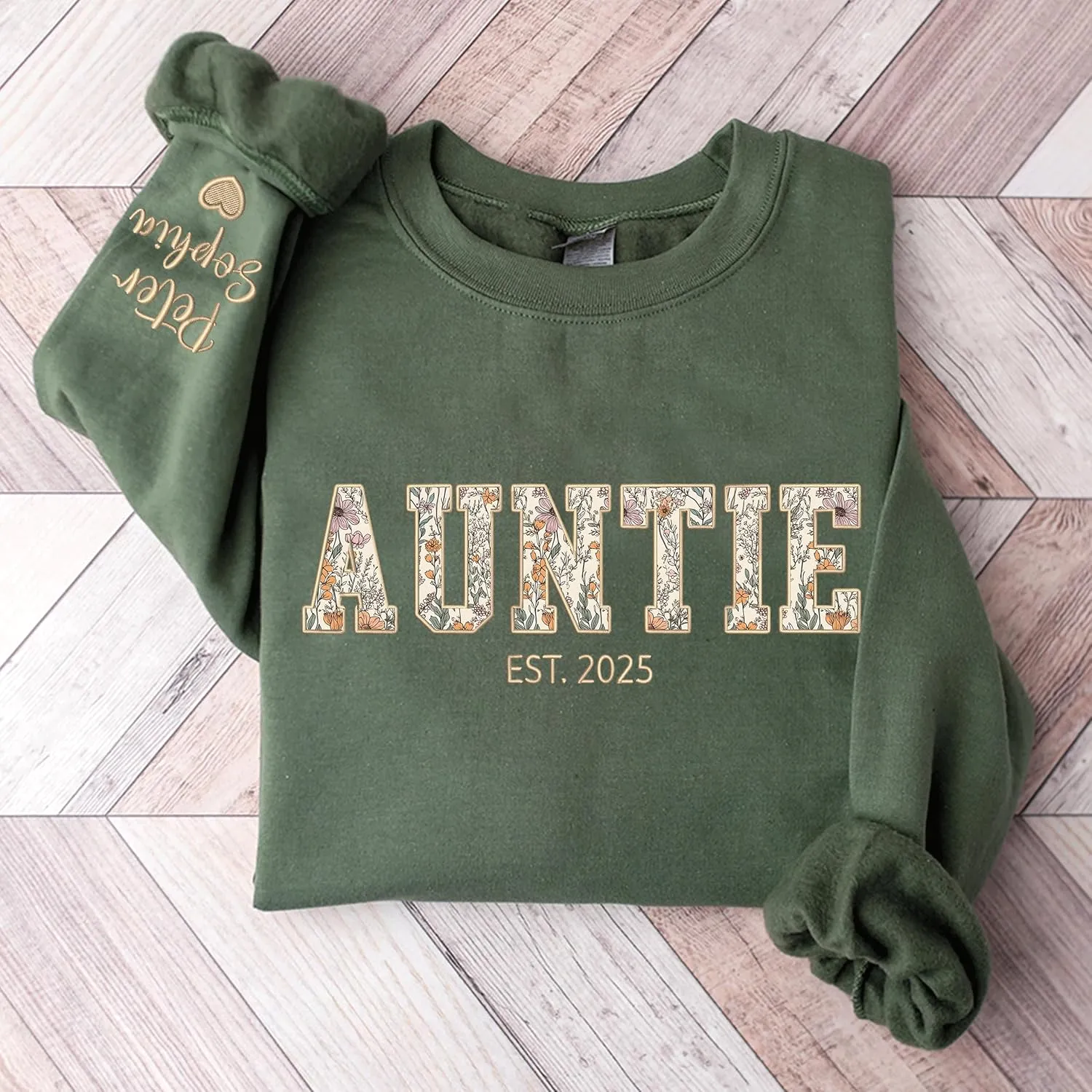Chillever Custom Grandma Embroidered Sweatshirt, Mama Floral Applique Sweatshirt, New Mom Gifts