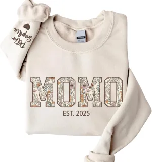Chillever Custom Grandma Embroidered Sweatshirt, Mama Floral Applique Sweatshirt, New Mom Gifts