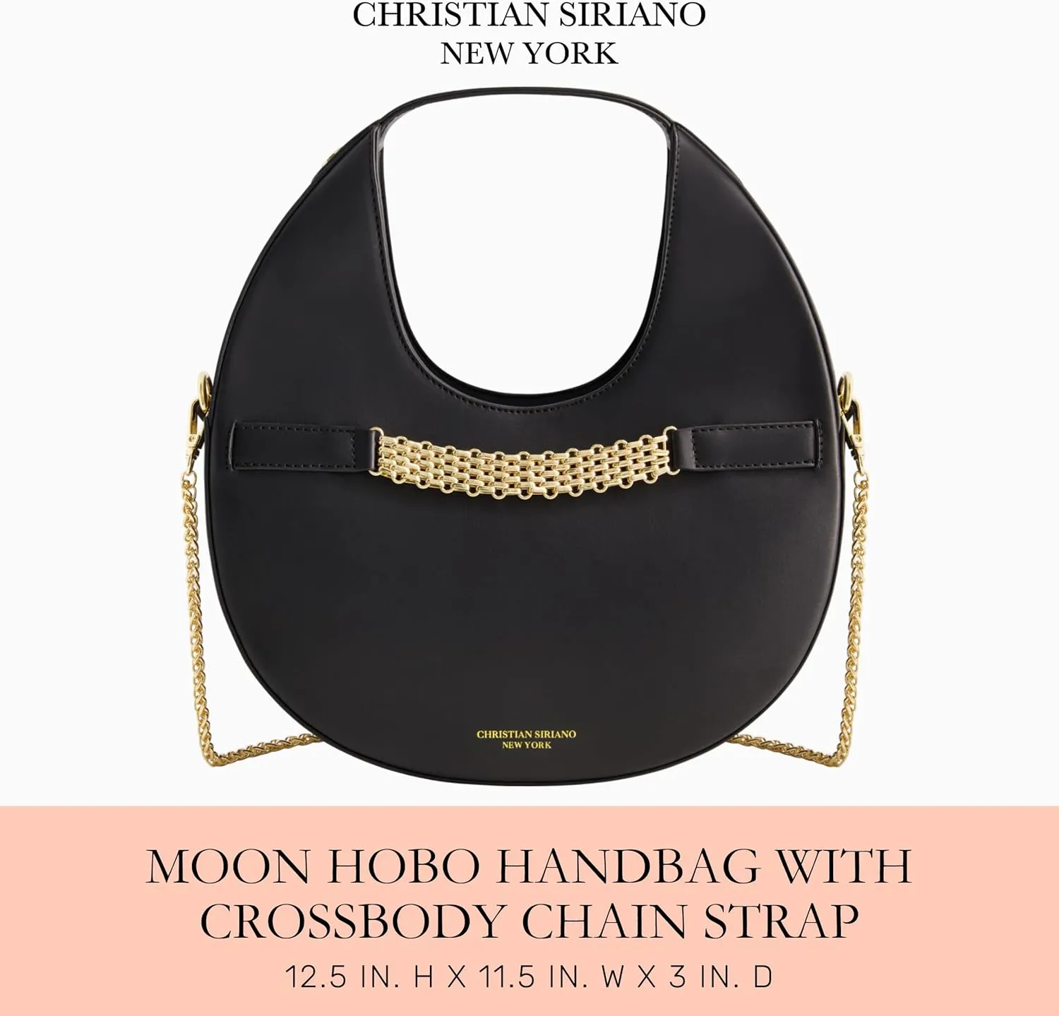 Christian Siriano New York Women's Shoulder Bag Purse, Moon Hobo Handbag with Crossbody Chain Strap