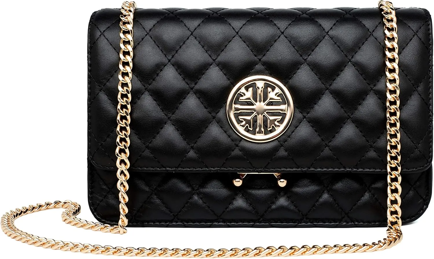 Chrysansmile Quilted Crossbody Bags Genuine Leather Clutch Purses Women's Shoulder Handbags With Chain