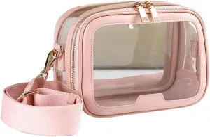 Clear Crossbody Bag for Women Stadium Approved PVC Purse Transparent Messenger Shoulder Handbag for Concerts