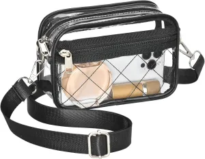 Clear Crossbody Bag Stadium Approved, Small Clear Purse for Women Stadium Crossbody for Events Sports Outfits