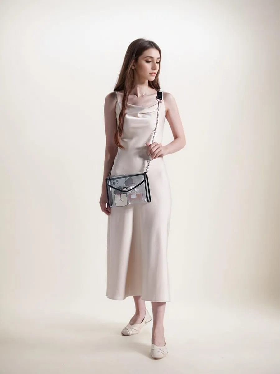 Clear Purse for Women Stadium Approved, Clear Crossbody Bag with Leather Edging for Concert Sports Events