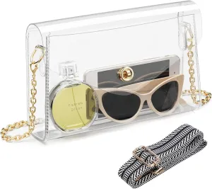 Clear Purse for Women, Stadium Approved Crossbody Bag with 2 Straps for Concerts