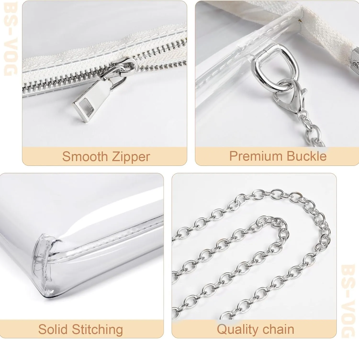 Clear Purse for Women - Stadium Approved Small Crossbody Bag with Zipper, Clear Stadium Bag for Concerts, Sports