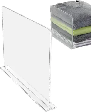 Closet Shelf Dividers - Clear Acrylic Partition Organizers | Non-Slip Closet Separators for Clothes, Towels, Pants, Bags | Easy Install Shelf Divider for Kitchen, Bedroom, Cabinet Storage