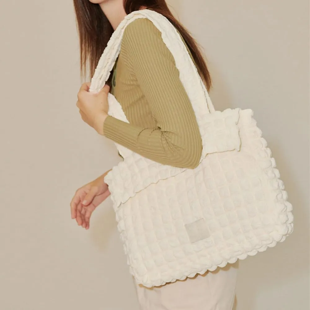 Cloud Single Shoulder Bag Crossbody Bag for Women Large Capacity Commuter Tote Bag Armpit Bag and Purse (White)