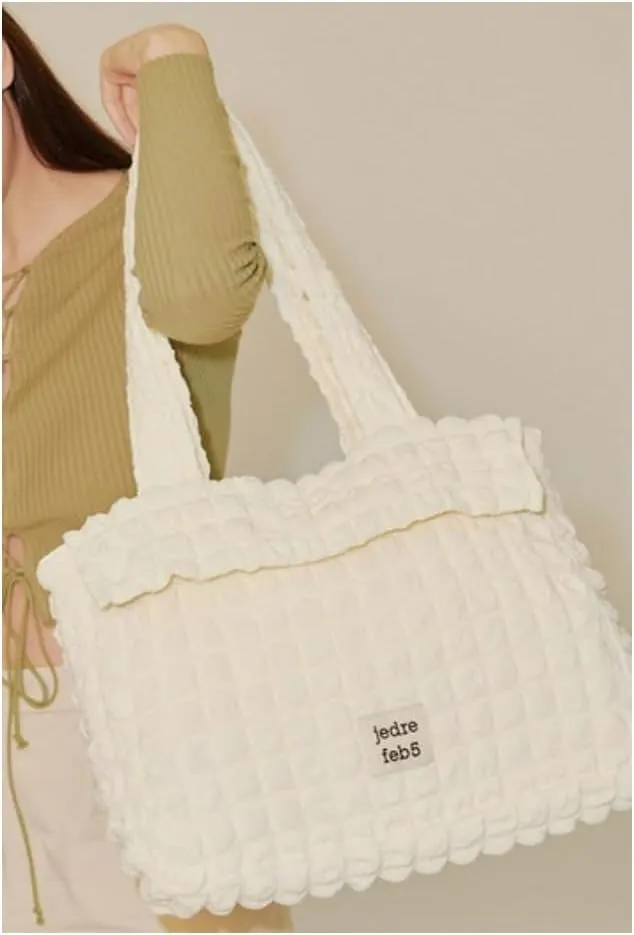 Cloud Single Shoulder Bag Crossbody Bag for Women Large Capacity Commuter Tote Bag Armpit Bag and Purse (White)