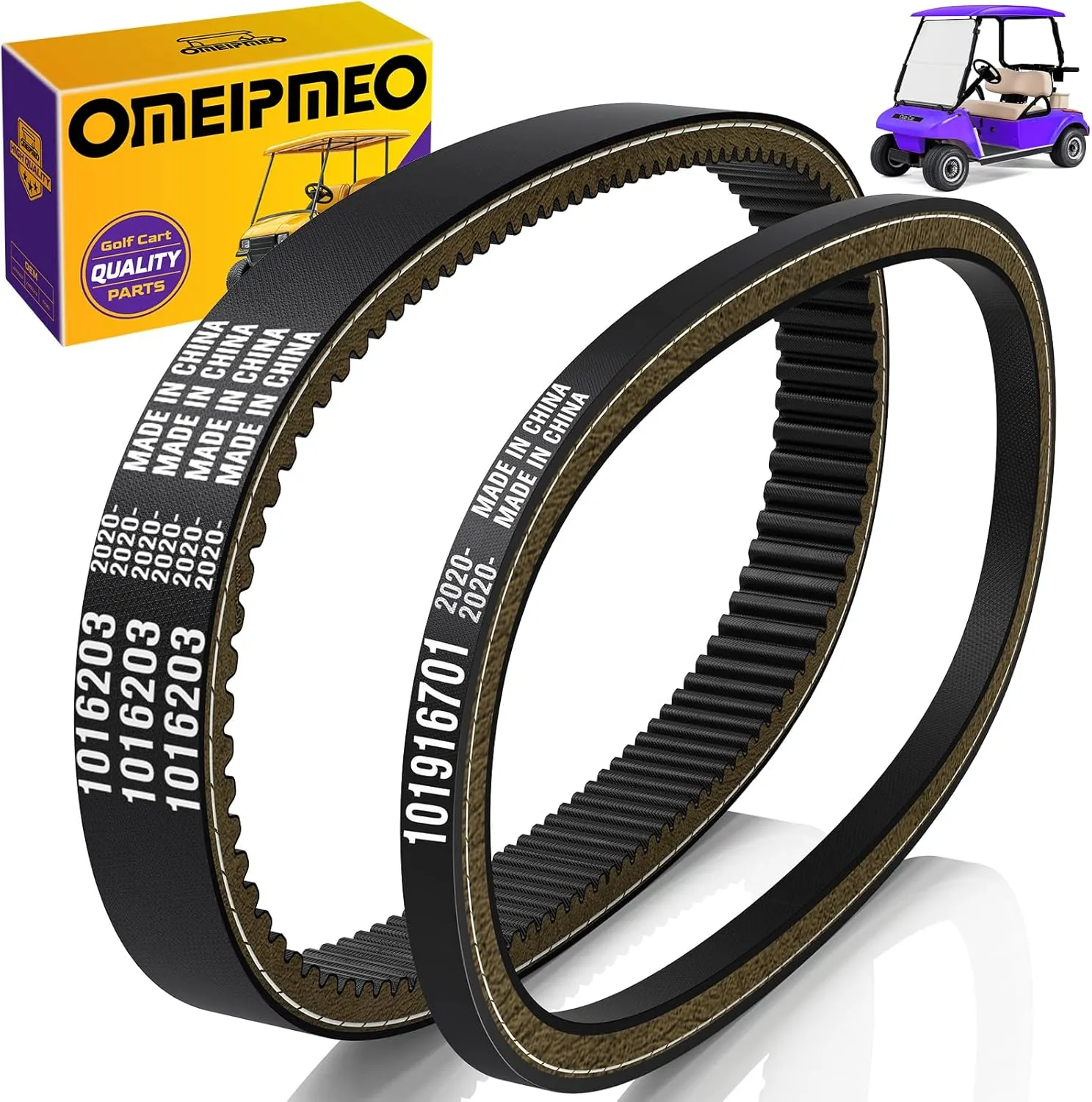 Club Car Clutch Drive Belt & Starter Generator Belt for Club Car DS 1997-UP and Precedent 2004-UP Gas Golf Cart, Golf Cart Drive and Starter Belt Kit Replace OEM# 101916701 1016203