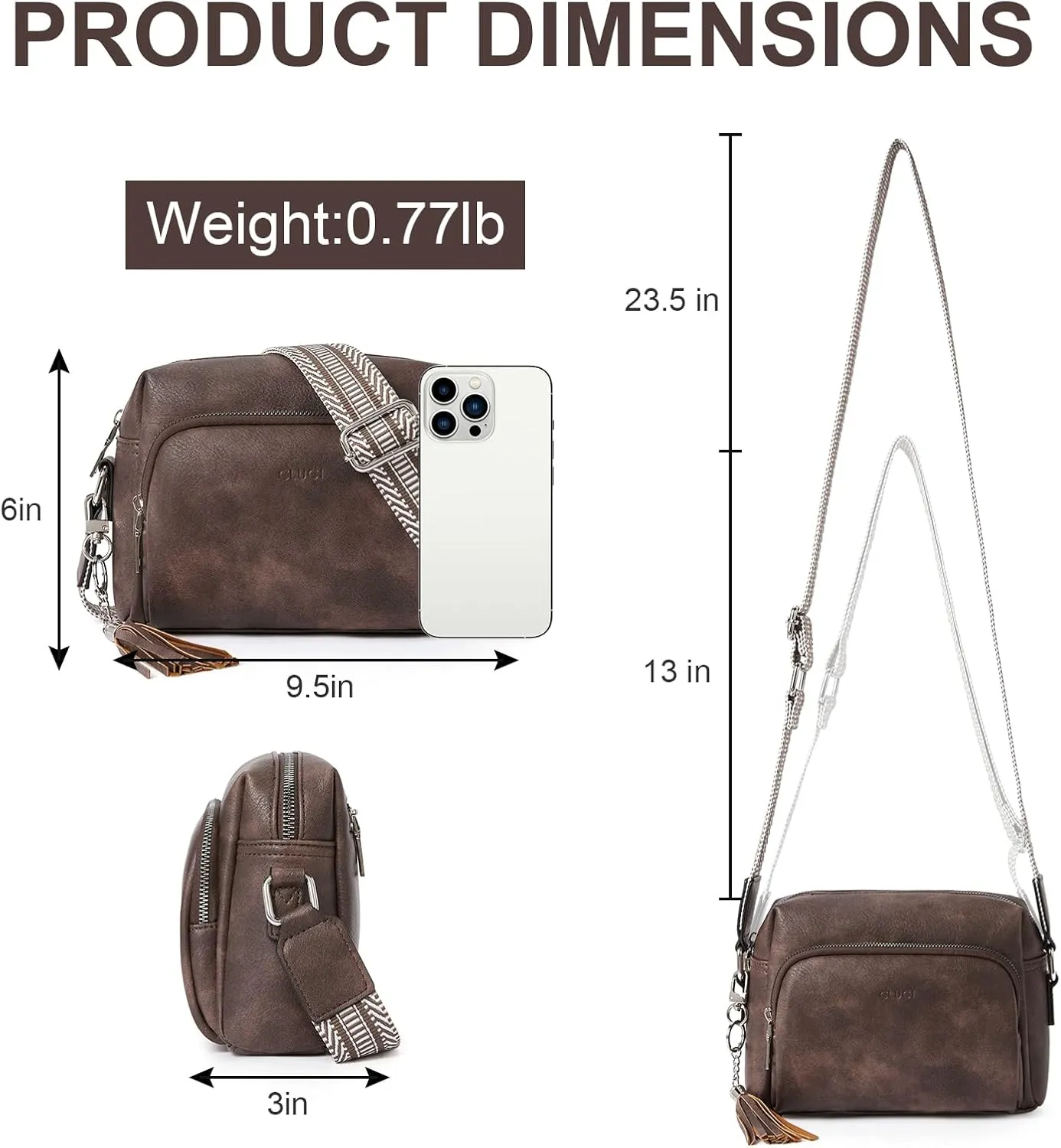 CLUCI Crossbody Bags for Women, Vegan Leather Shoulder Handbags，Purses for Women with Adjustable Wide Strap