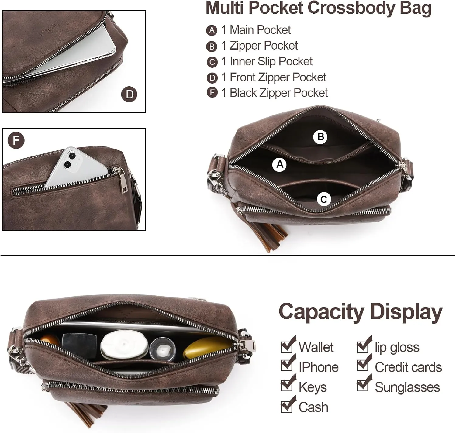 CLUCI Crossbody Bags for Women, Vegan Leather Shoulder Handbags，Purses for Women with Adjustable Wide Strap