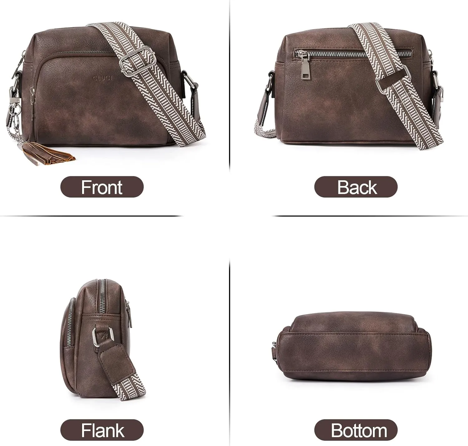 CLUCI Crossbody Bags for Women, Vegan Leather Shoulder Handbags，Purses for Women with Adjustable Wide Strap