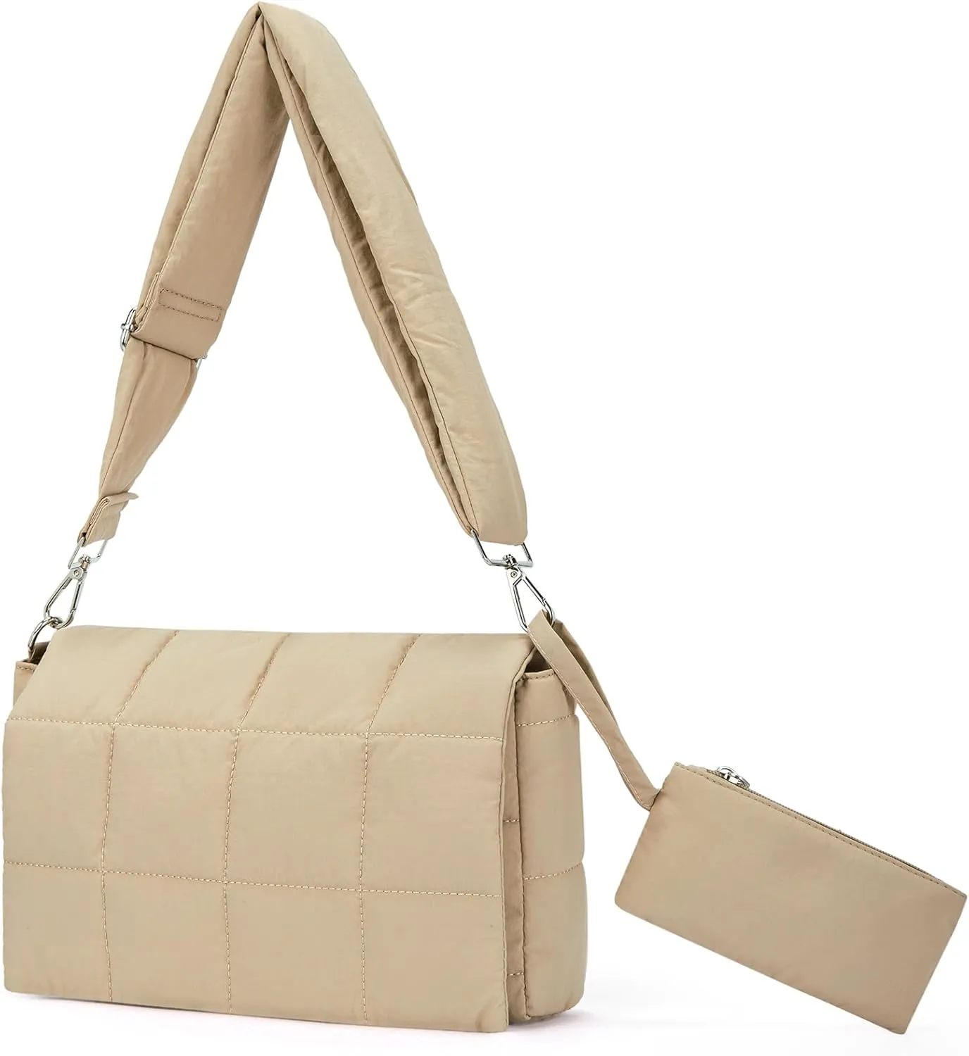 CLUCI Puffer Shoulder Bag Puffy Crossbody Purse for Women Middle Tote Bag Lightweight Cotton Padded Hobo Handbag