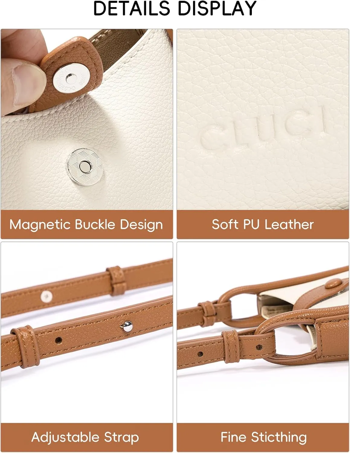 CLUCI Small Crossbody Bags for Women Trendy PU Leather Cell Phone Purse Wallet with Adjustable Strap