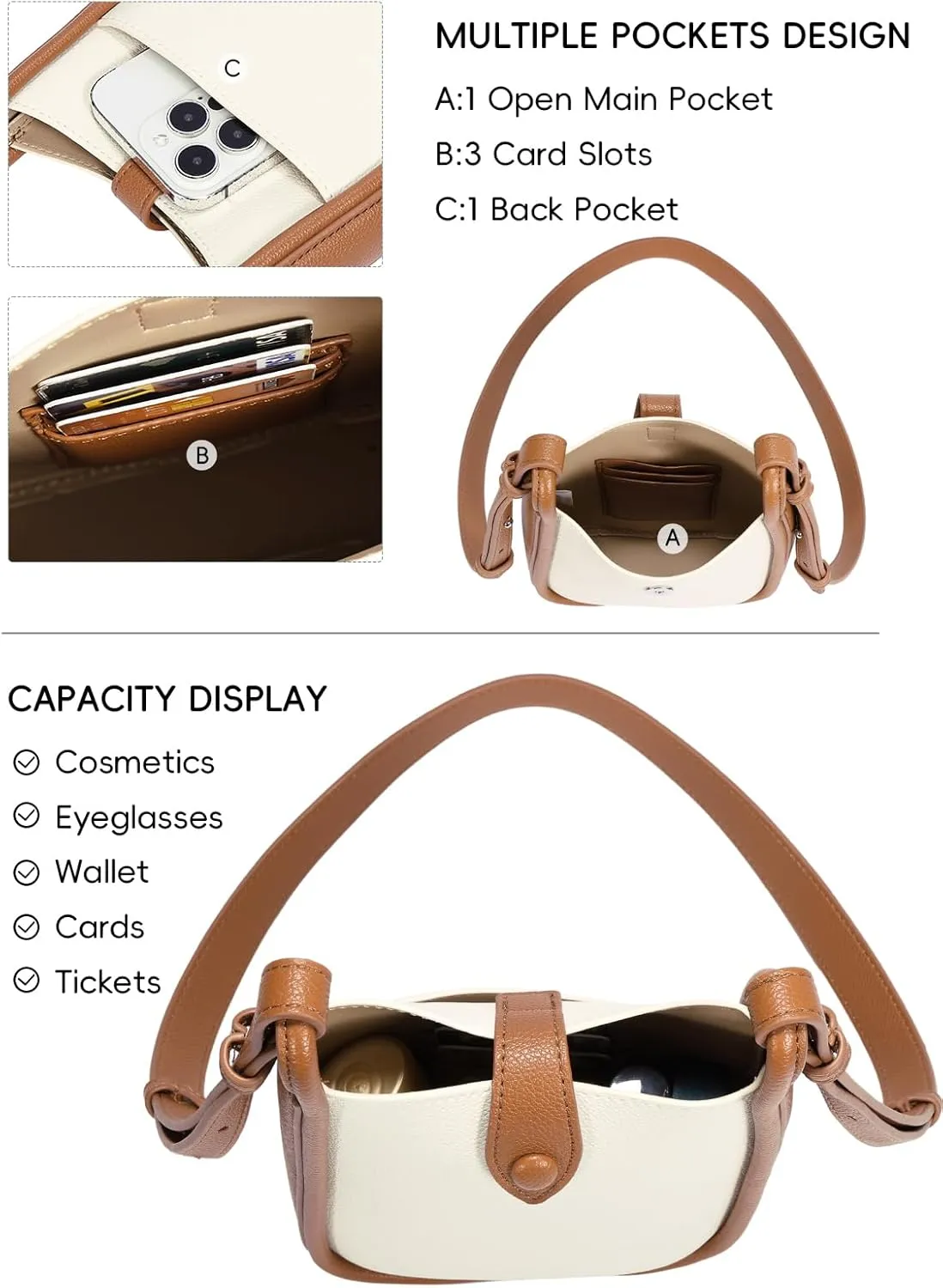 CLUCI Small Crossbody Bags for Women Trendy PU Leather Cell Phone Purse Wallet with Adjustable Strap