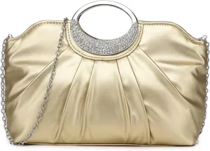 Clutch Purses for Women Elegant Pleated Evening Bag Fashion PU Leather Purse for Prom Cocktail Wedding